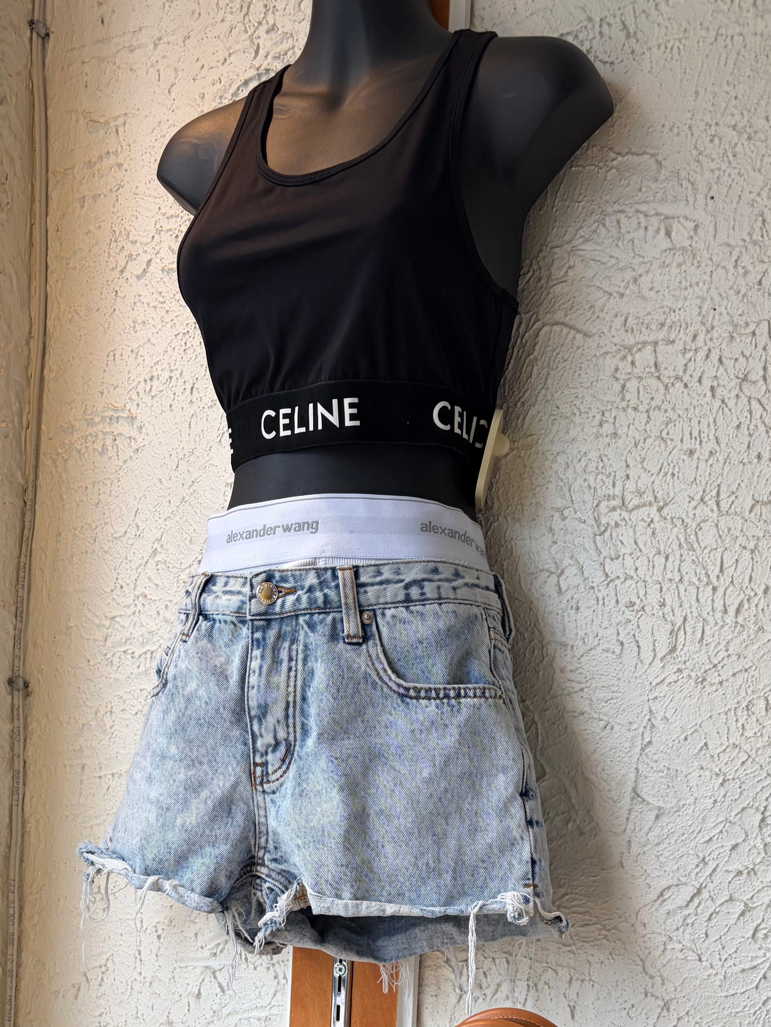 Celine Celine Top, Denim Shorts & Tote